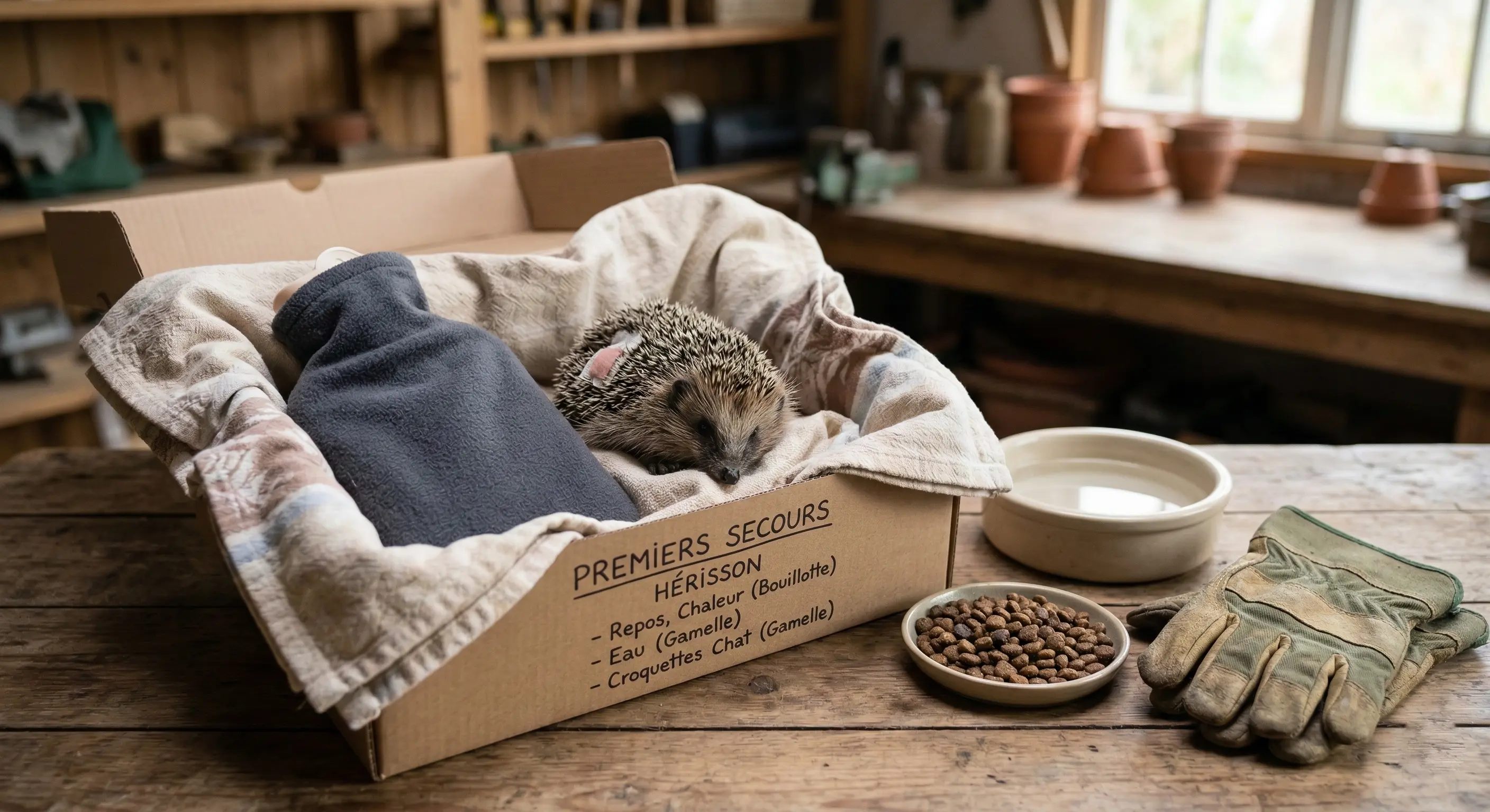 Matériel de secours pour un hérisson trouvé en détresse